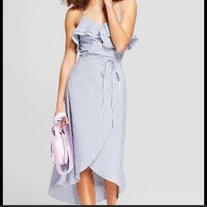 A New Day Blue and White Striped Ruffle Sundress
